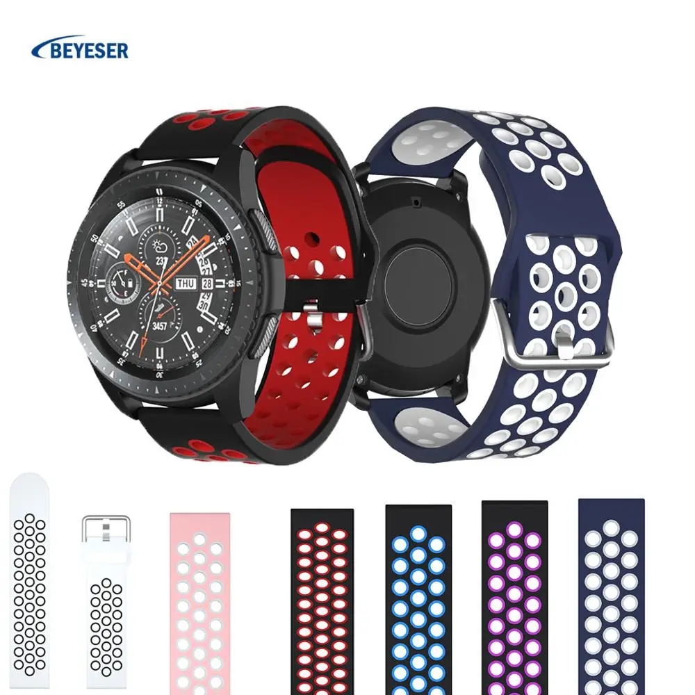 22 мм спортивный ремешок для Samsung Gear Sport S3 Galaxy Watch Active 46 силиконовый Huami Pebble Time Huawei gt