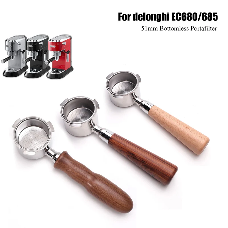 

51mm Coffee Bottomless Portafilter for Delonghi ECO680 ECO685 Filter Basket Replacement Espresso Machine Accessory