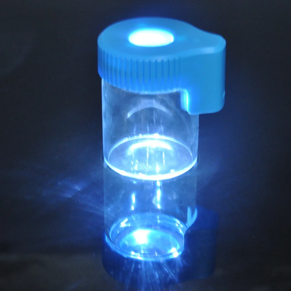 

LED tobacco Storage Glow Tank for Smoking Accessories Magnifying Jar Viewing Container 155ML Vacuum Seal Plastic Pill Box Case