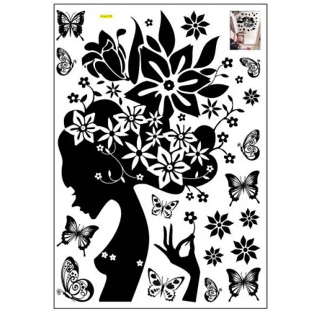 Настенная Наклейка с цветами бабочками девушками креативное украшение для