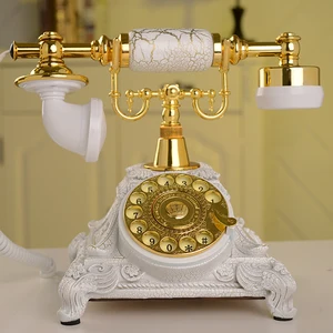 retro corded telephone marble brushed desktop lindline phone rotary buttons dial caller id backlight for homehoteloffice free global shipping