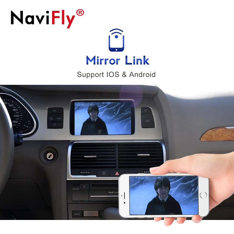 Беспроводной автомобильный мультимедийный приставка NaviFly Carplay Android для AUDI Q7 2010-2018