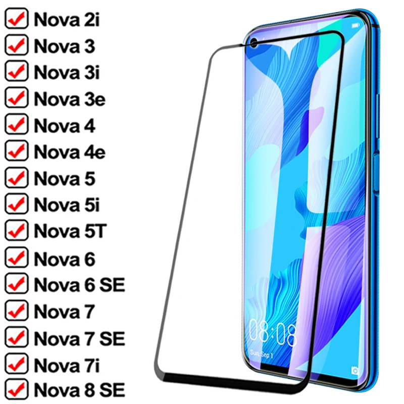 Закаленное стекло 9D для Huawei Nova 5T 4 5 Nova3 2i 3i 3e Nova4 4e защитная пленка экрана 6 7 8 SE Nova5 5i