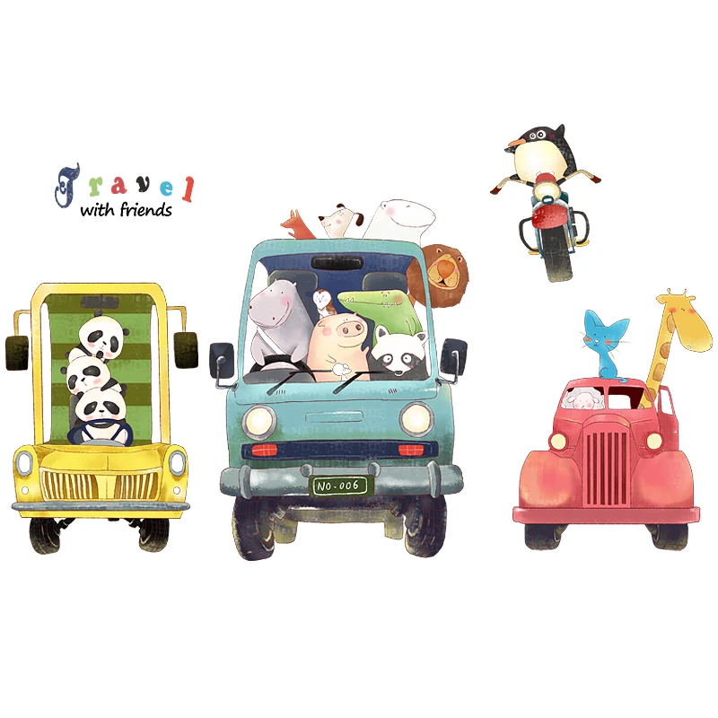 

Cartoon Car Wall Stickers for Kids Room Living Room Bedroom Decoration Animals Wall Decal Vinyl Self-adhesive Wallpaper Murals