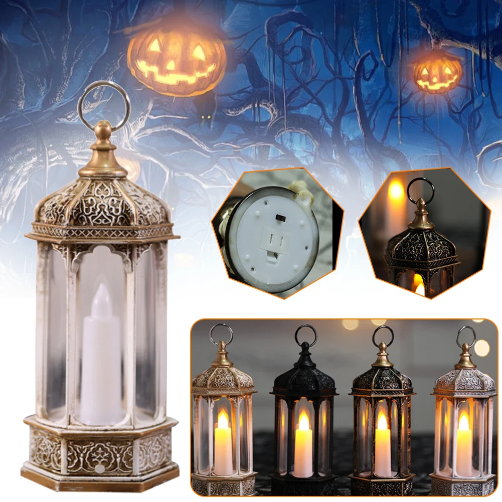 

Halloween Party Outdoor Garden LED Candle Lantern Light Hanging Decorative Light with Hook Battery Halloween Decoration Parts