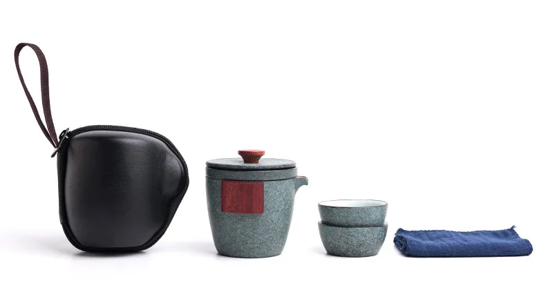 LUWU керамический чайник Gaiwan с 2 чашки и чайные наборы цзялэ(Портативный Путешествия Чайный сервиз с дорожная сумка