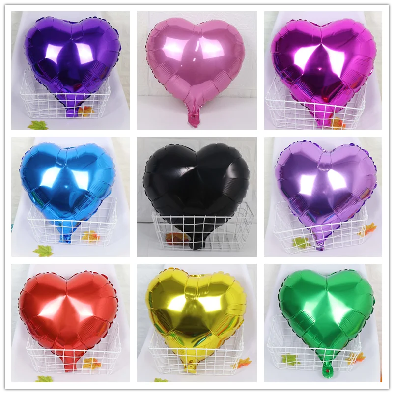 

18inch Gold Silver Red Green Blue Heart Love Balloon Pure Color Foil Helium Baloon for Wedding Birthday Party Decoration Supplie