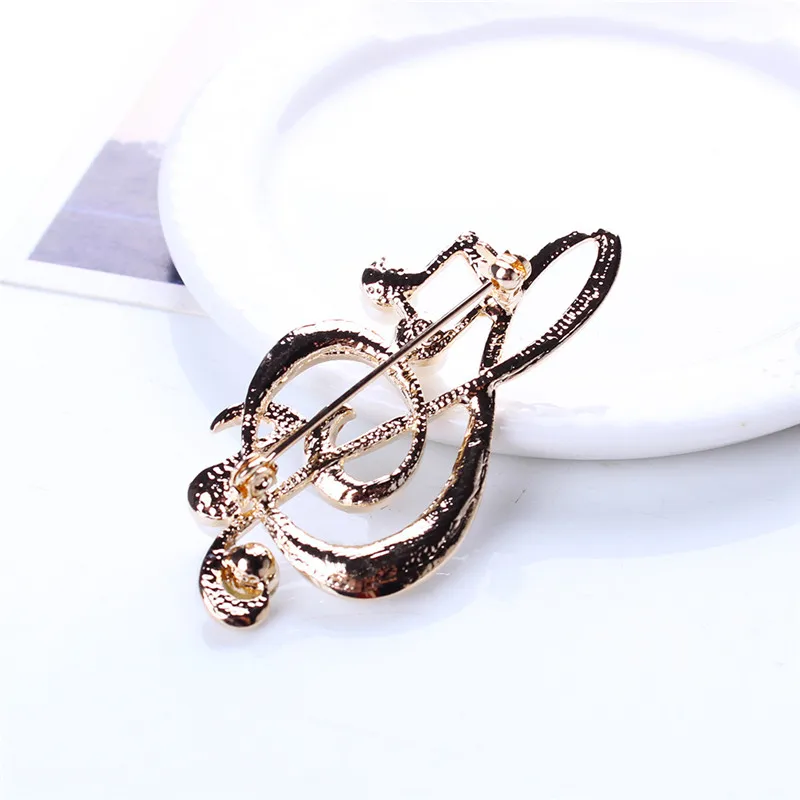 

Women's Rhinestone Music Note Scarf Brooch Rose Gold Treble Clef Pin Jewelry