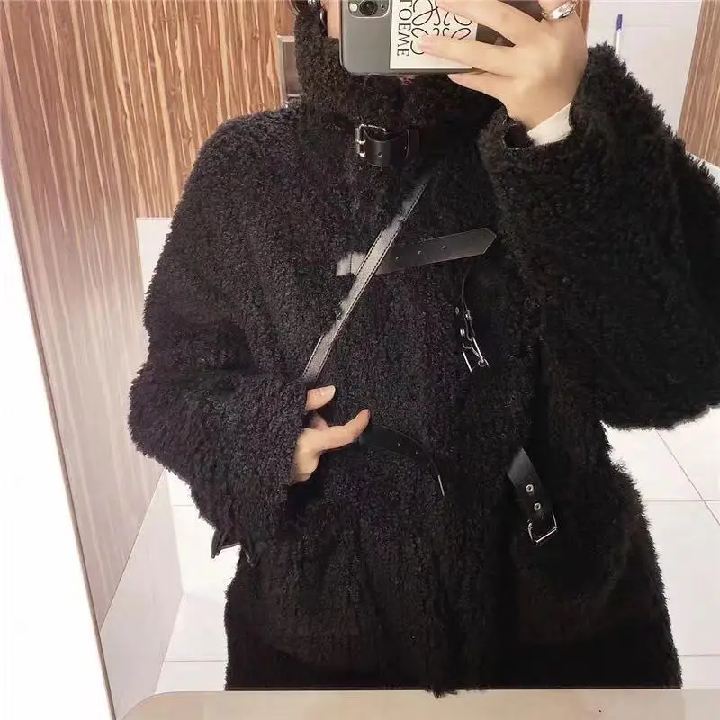 P0306 -2019 black high-end loose jacket temperament outerwear woman