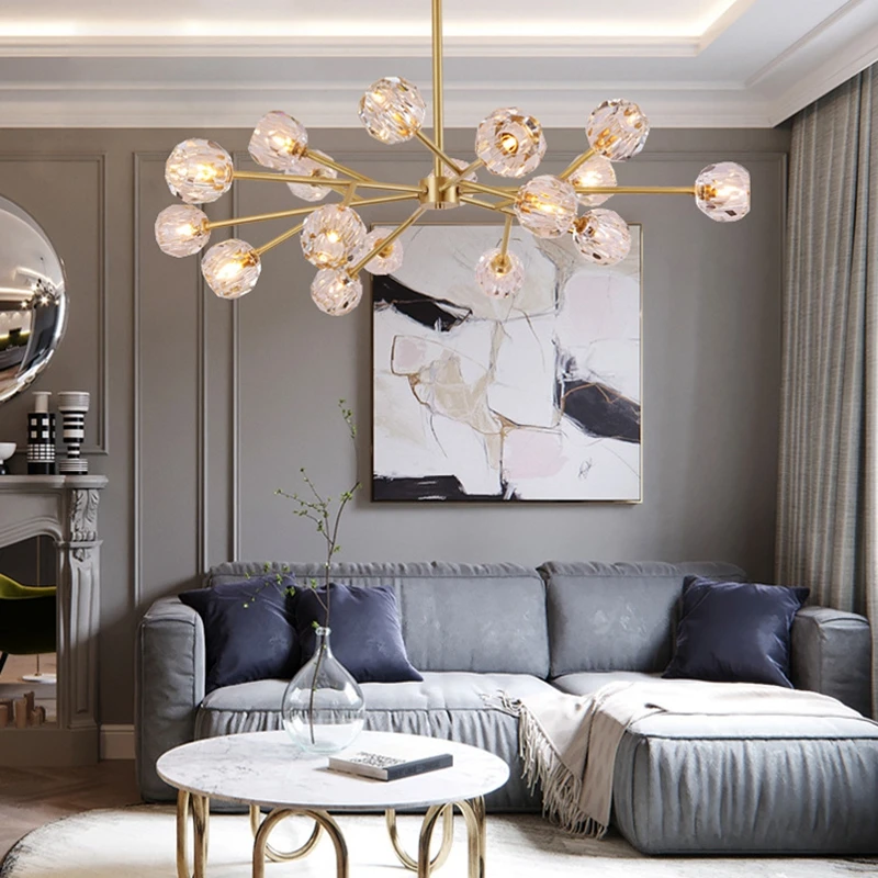 Медная Золотая люстра LukLoy роскошная хрустальная Подвесная лампа для гостиной