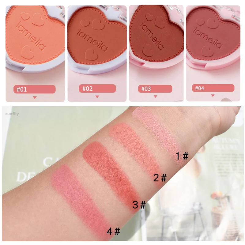 Blush Makeup Love Palette 4 Color Mineral Powder Peach Red Rouge Lasting Natural Hawthorn Cheek Tint Waterproof Blusher Cosmetic | Красота и