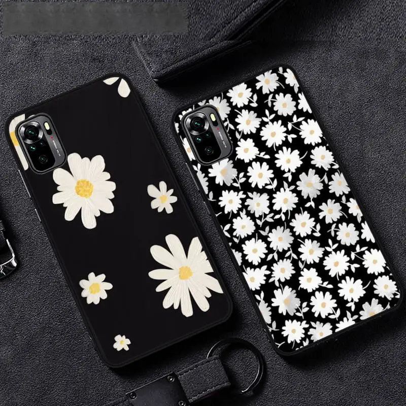 

Black White Flower Daisy Design Phone Case For Xiaomi redmi mi note 9 9a 8 8a 10 9 9s 8 8t 7 9t 10 pro max Cover Funda Shell