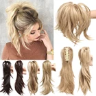 Шиньоны S-noilite из высокотемпературного волокна, длинные волнистые синтетические шиньоны с зажимом для конского хвоста для женщин, черные и коричневые