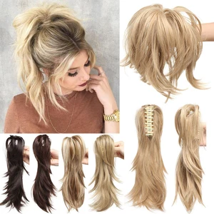 Шиньоны S-noilite из высокотемпературного волокна, длинные волнистые синтетические шиньоны с зажимом для конского хвоста для женщин, черные и коричневые