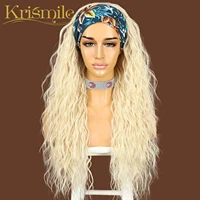 kinky curly 613 headband blonde wig long daily party travel holidays no gel glueless wig for women drag queen 2 free bands