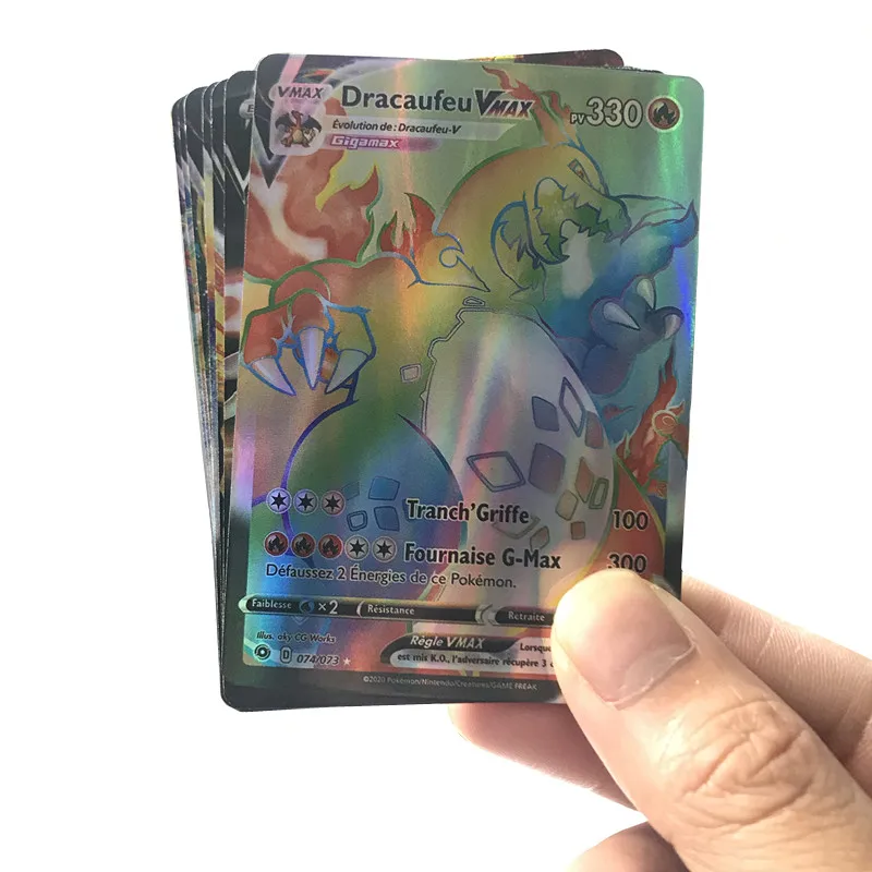 Карты Pokemon V Vmax GX MEGA TAG 10-300 шт. французская версия Боевая карта команды EX детский