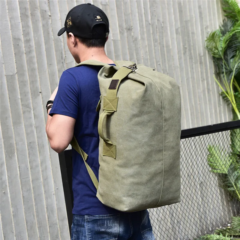 

2021 New Large Capacity Rucksack Man Travel Bag Mountaineering Backpack Male Luggage Canvas Bucket Shoulder Bags Men Backpacks