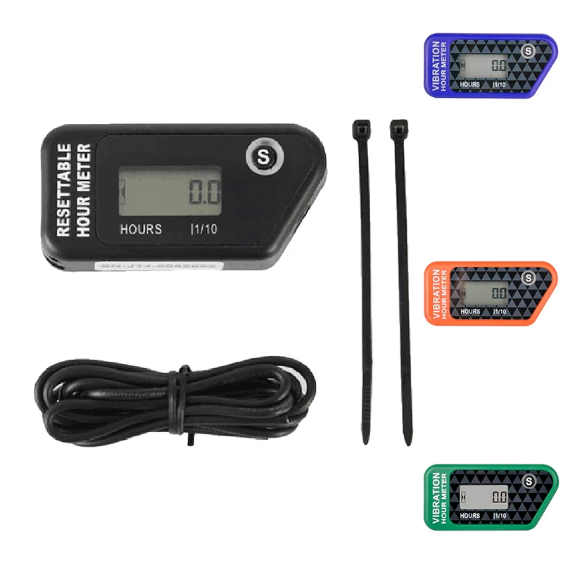 

Digital Self Powered Wireless Hour Meter Resettable Job Timer, User Lock Shutdown for Generator Marine ATV Lawn
