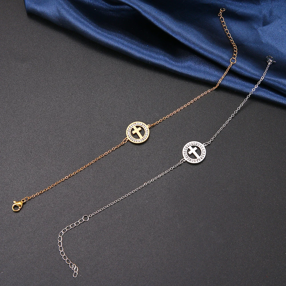 Женский браслет из нержавеющей стали CACANA 316L простой цельный Круглый золотого