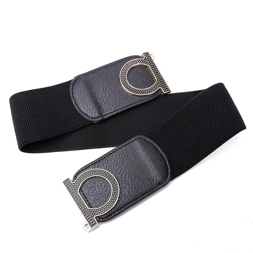 Ремень женский кожаный модный однотонный черный широкий Роскошный пояс с поясом