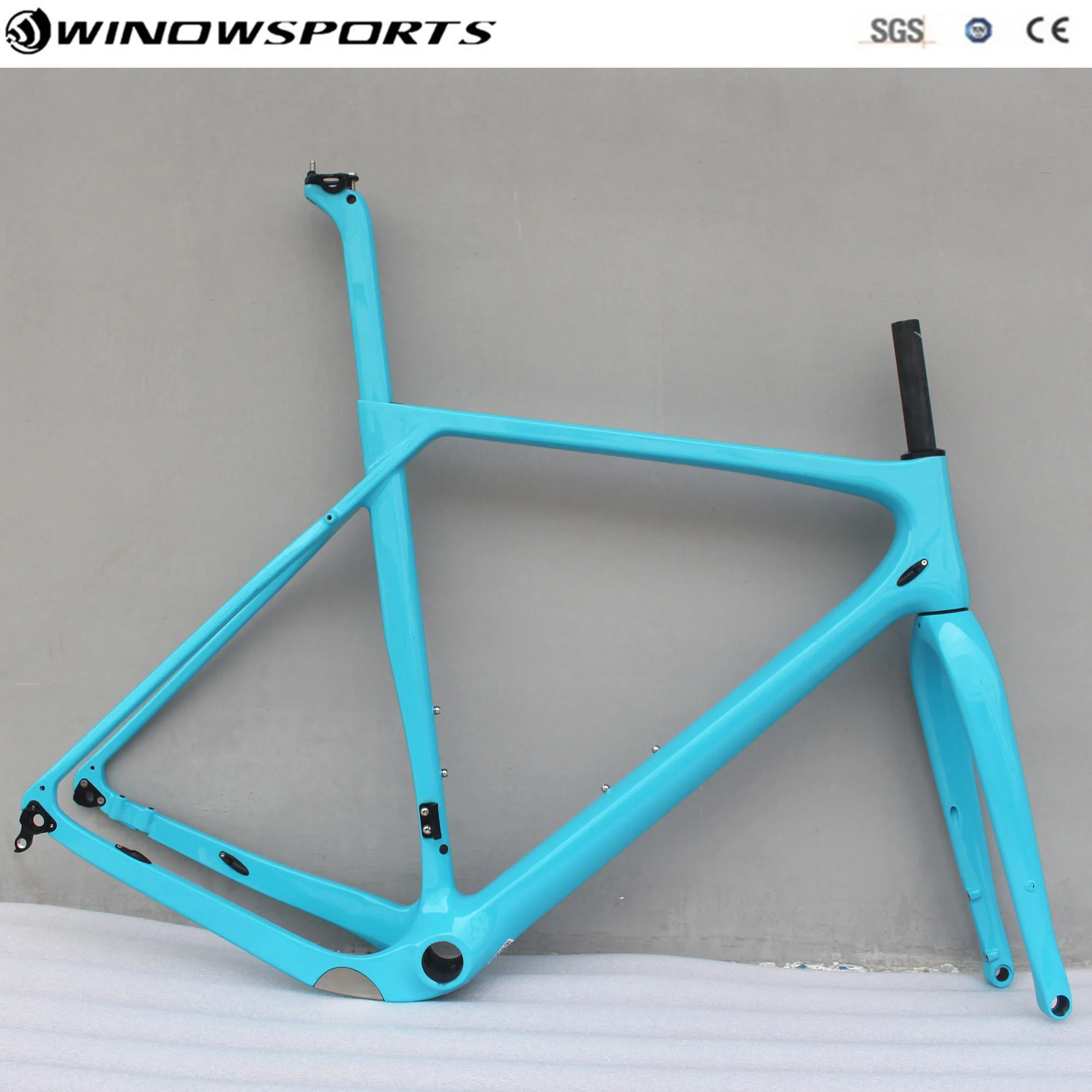 Sky Blue Полный карбоновый гравий, рама для гонок на велосипеде, дисковые тормоза через ось 142*12 мм, циклокросс, карбоновый гравий, рама, размер s/M/L/XL - Цвет: Sky Blue