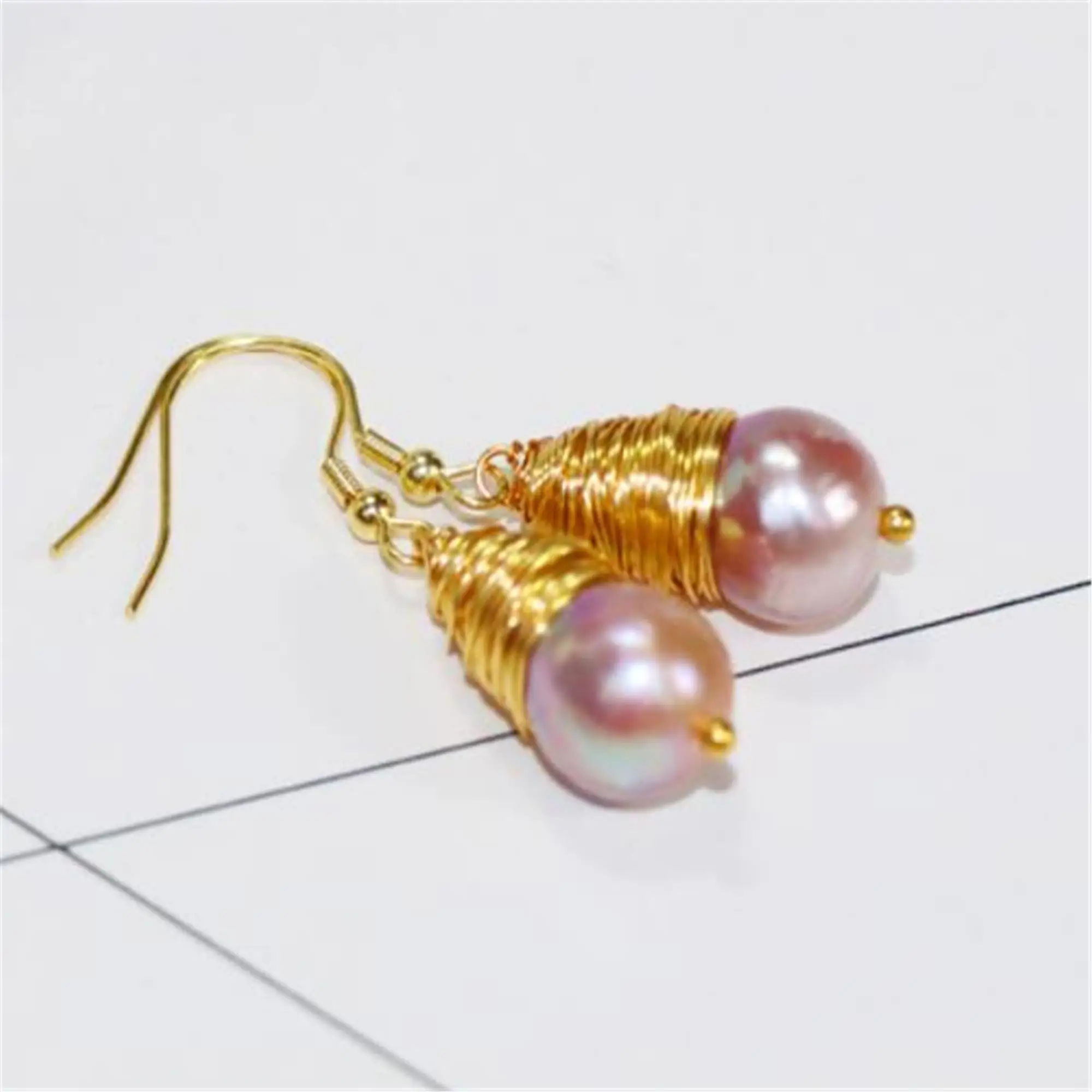 

12-15mm Purple Baroque Pearl Earrings Gold Ear Drop Dangle Jewelry Cultured Women Party Mesmerizing Accessories Luxury Aurora