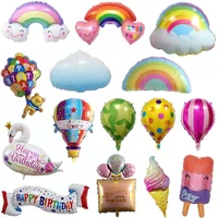 1pcnew balloon rainbow parachute hot air balloon gradient ice cream birthday candy aluminum film balloon