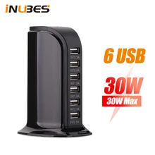 30W Desktop USB Charging Station For iPhone Samsung USB Charger Tower Universal 6 Ports Table Portable Travel Charger Desk Hub