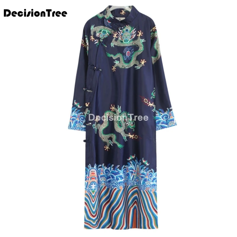 Халат-кимоно Мужской Шелковый с длинным рукавом пижама принтом китайского