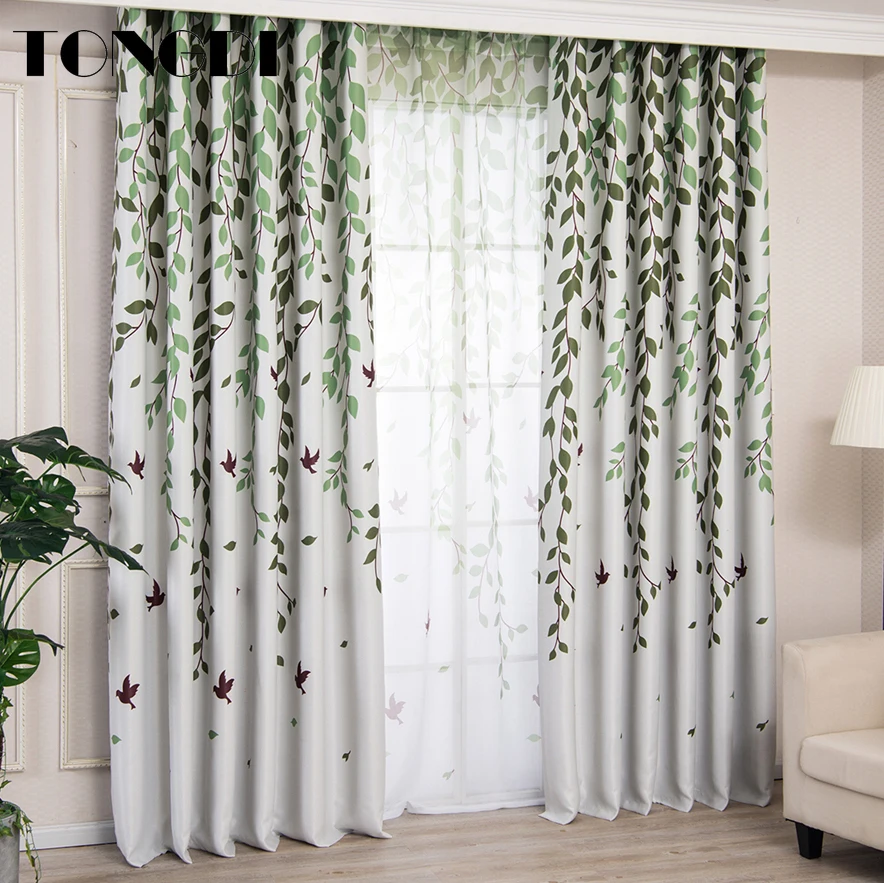Затемняющие шторы TONGDI элегантные высококачественные с принтом в виде ивы