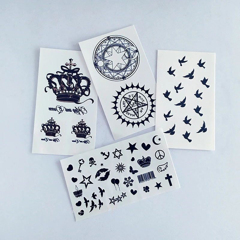 

Waterproof Temporary Tattoo Sticker crown bird cross heart butterfly skull moon star flash tatoo fake tatto for women men kid