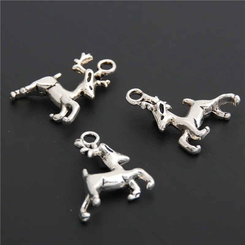 25 шт. Подвески Sika Рождественский олень серебряный цвет кулон для