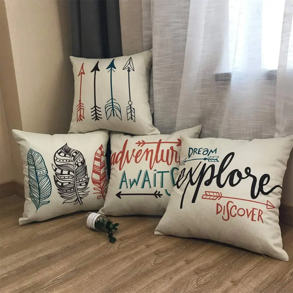

Color feather arrow linen pillowcase sofa cushion cover home decoration can be customized for you 40x40 50x50 60x60 45x45