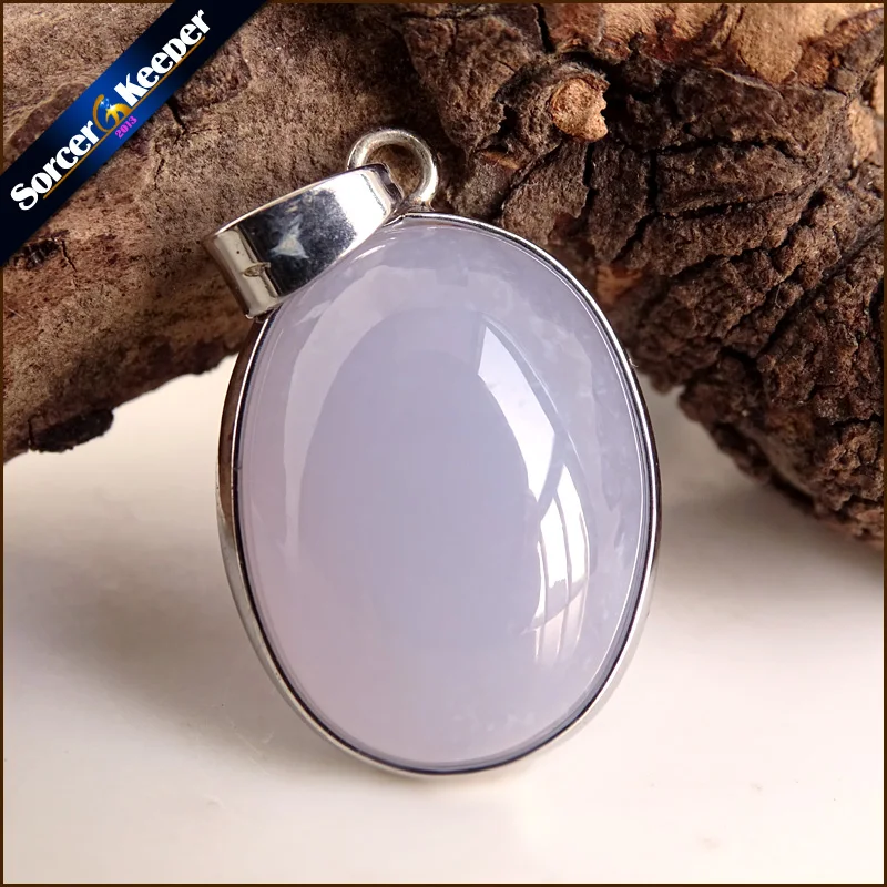 A+ Real Natural Gem Stone Blue Chalcedony Agates Cabochon Beads Crystal Necklace& Pendant Women Accessories bijou Jewelry TS773