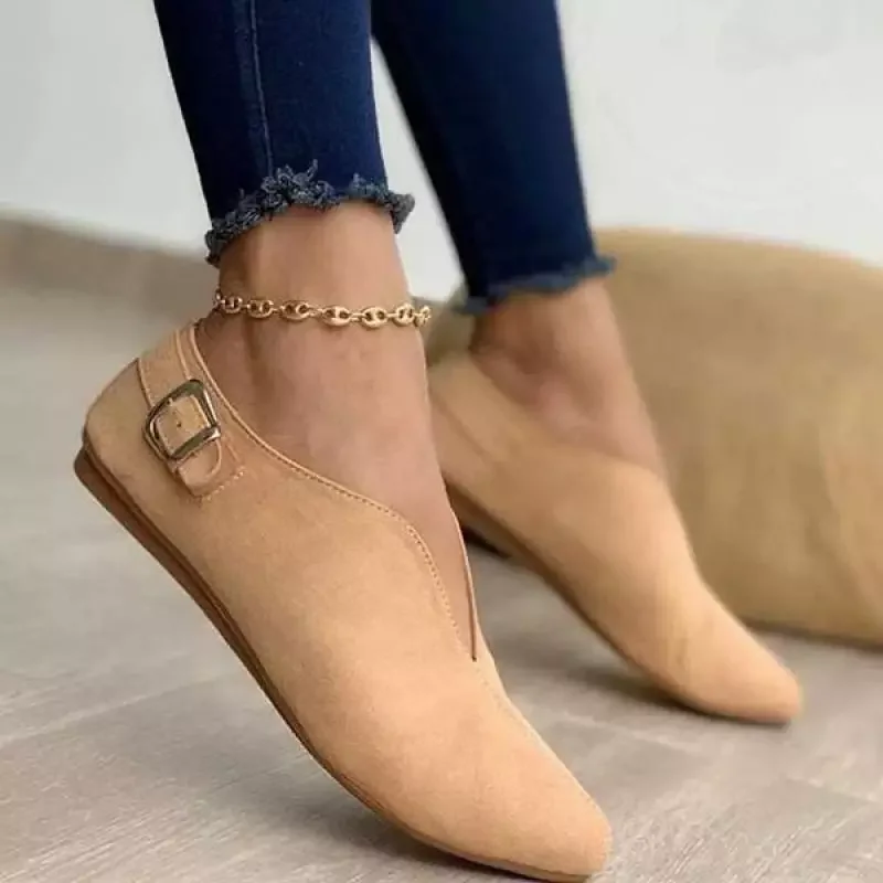

Shoes Woman 2021 Autumn New Pointed Toe Shallow Flats Roman Suede Slip-On Casual Shoes for Women Soft