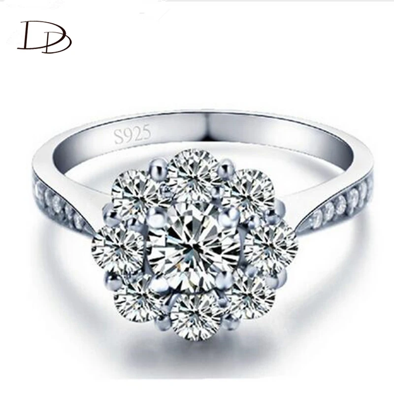 Обручальные кольца для женщин в форме цветка из белого золота с фианитами