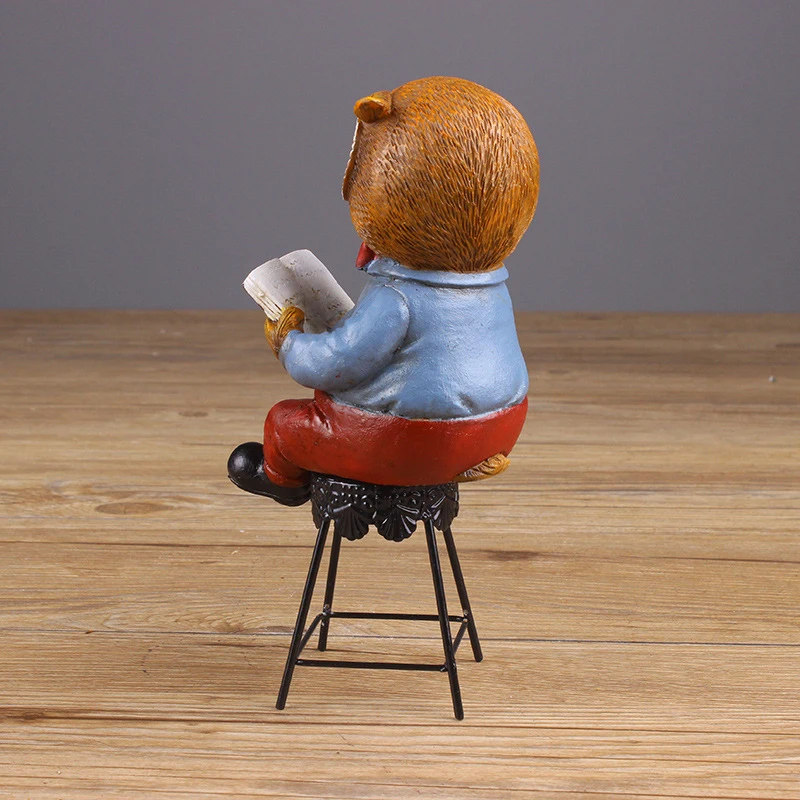 Home Decoration Accessories Resin Colorful Painting Animal Model Readding Owl Figurines Living Room Ornaments Crafts | Дом и сад