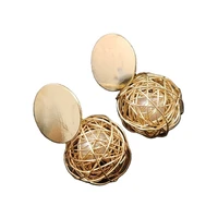 simplicity popular alloy stud earrings weave geometry round ball pearl appointment fashion drop earrings