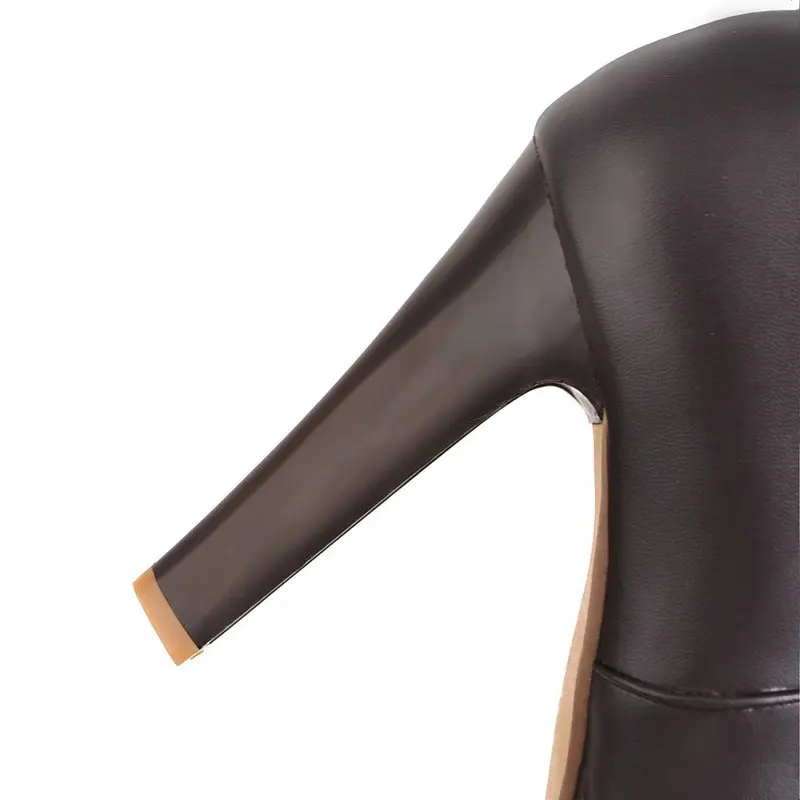 Женские ботфорты на платформе черные или белые высокие сапоги из искусственной