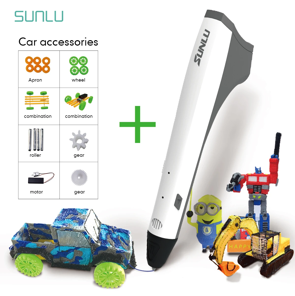  SUNLU 3D Pen Summer DIY 3D Printing Pen Gift Box Package with Electric Car accessories Best 3D DIY Car Printing 3D ручка летние 