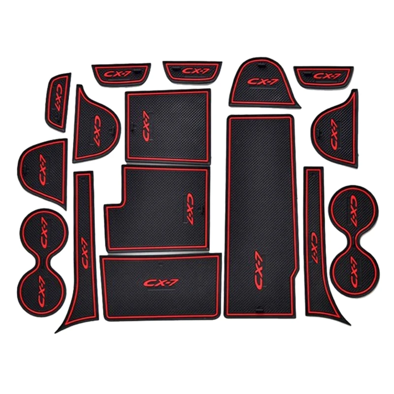 16PCS Non-Slip Interior Cup Pad Door Mat Center Liner Accessories For Mazda CX-7 CX7 CX 7 2014-2020 | Groove