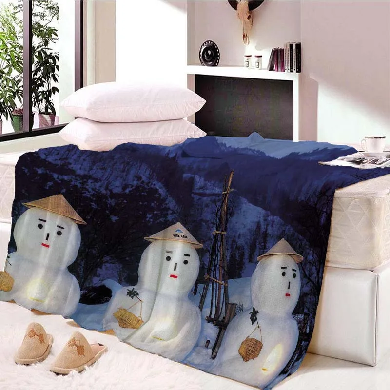 

Fun Skiing Carnival Santa Print Thickened Soft Plush Winter Home Children Super Soft Warm Office Double Blanket Best Gift
