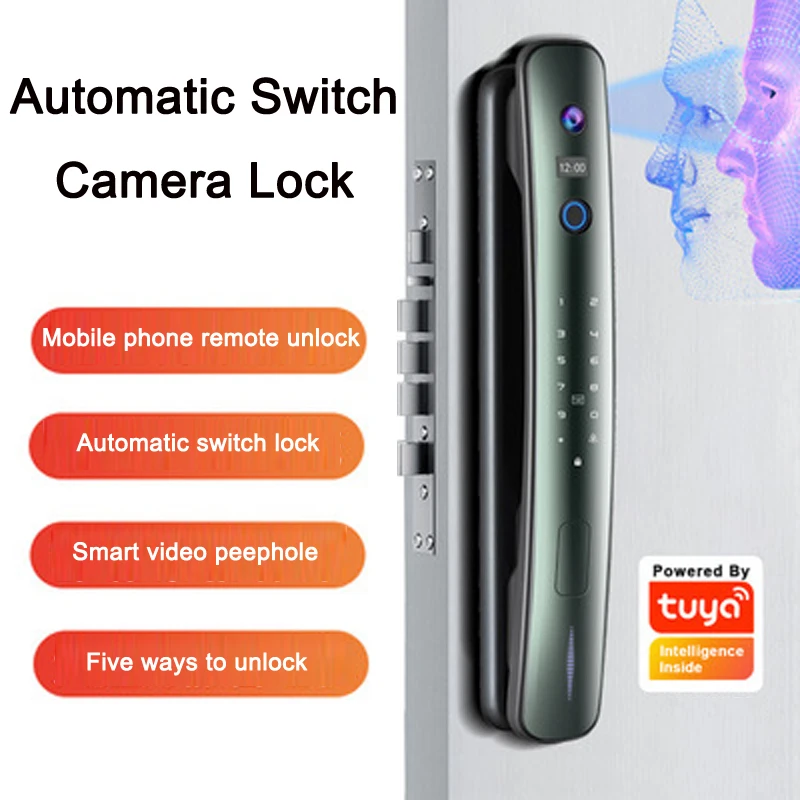 

TUYA WIFI Mobile Phone Unlock Fully Automatic With Camera Fingerprint Magnetic Card Password Outdoor Home Smart Door Lock