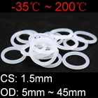 Белое Силиконовое уплотнительное кольцо VMQ, прокладка OD 5  45 мм CS 1,5 мм, пищевой класс, водонепроницаемое шайба, круглое резиновое Силиконовое кольцо, 1050 шт.