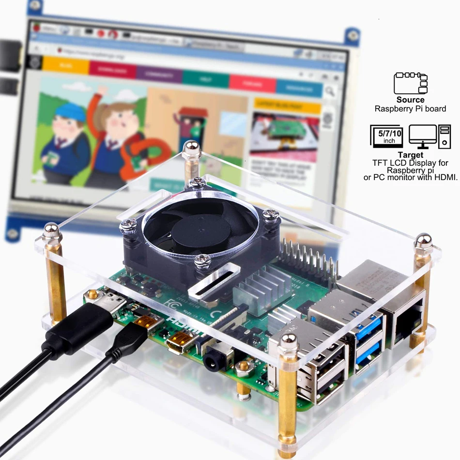 Чехол для Raspberry Pi 4 B чехол с радиатором охлаждения Model pi 3 +/ 3B/ 2B | Компьютеры и офис