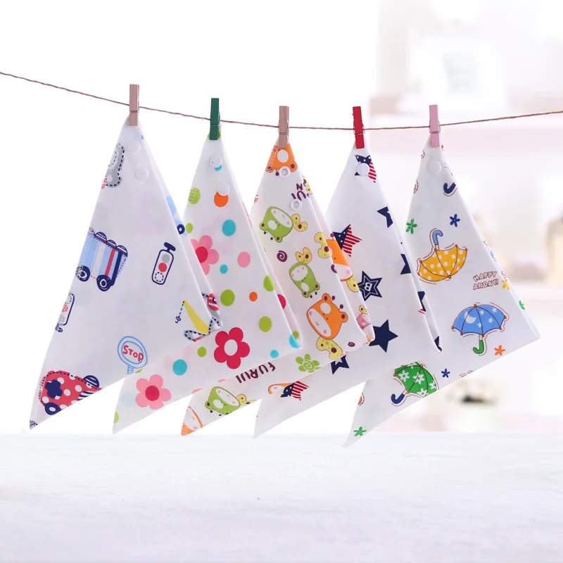 

2pcs Random Double-Layer Cotton Baby Triangle Bandana Bibs Burp Cloths Absorbent Breathable Saliva Towel Bib for Boys Girls 0-3Y