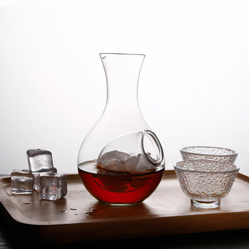 Glass Wine Pot Transparent Japanese Hamster Nest Cooling Room Thumb Cavity Kettle Sake Cup Ice Jug Creative Decanter Wine Bottle