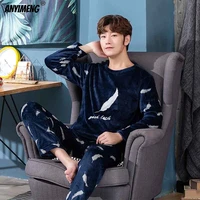 flannel pajamas for men new winter sleepwear l 3xl fashion loungewear pullover leisure home clothing mens pajamas men sleepwear