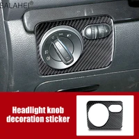 carbon fiber headlight switch knob frame cover trim decorative trim for volkswagen vw golf 6 mk6 gti 2008 2012 auto accessories