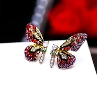 new super beautiful color butterfly s925 silver pin stud earring necklace for women korean fashion jewelry accessories for girls